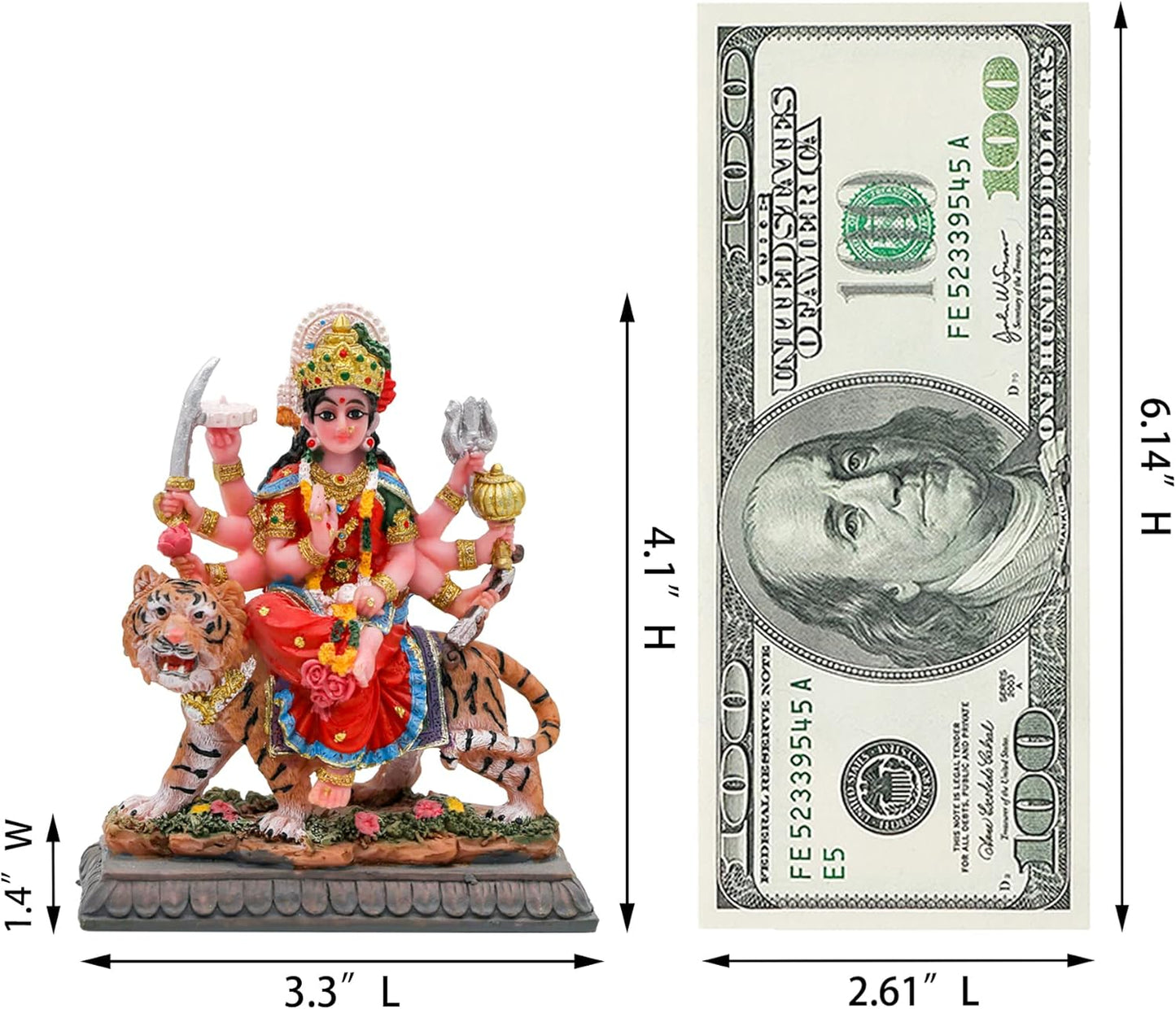 Small Maa Durga MATA Statue - 4.1” H Durga Sculpture India God Hindu Goddess Murti Hindu Pooja Item for Home Office Temple Mandir Altar Puja Diwali Gifts Diwali Decor maa durga sculpture goddess durga sculpture