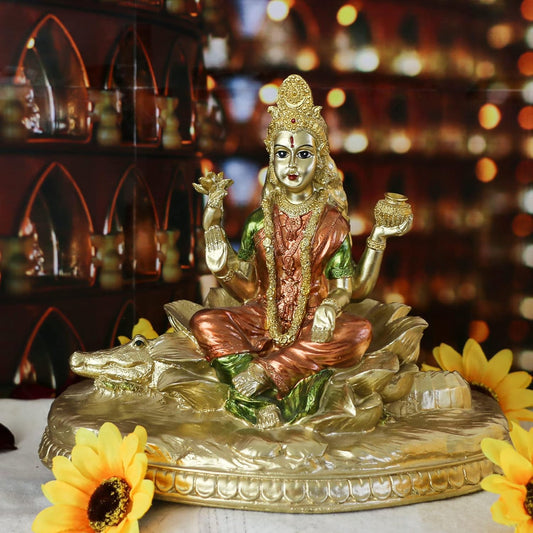 Hindu Goddess Ganga Statue - Indian God Lord Gange Maa Murti Sculpture Figurine Hinduism Home Puja Temple Mandir Buddha Pooja Decor Diwali Gift Yoga Altar Shrine Spiritual Prayer Item