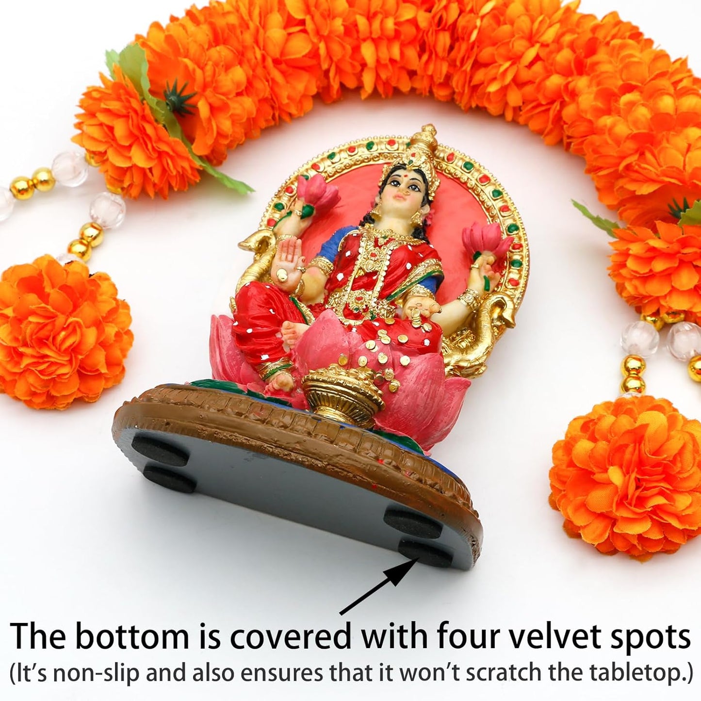 alikiki Indian Lakshmi Idol Statue - 5.1”H Hindu Goddess Laxmi MATA Murti India Pooja Item Home Office Temple Mandir Shrine Altar Diwali Puja Spiritual Decor Ideal Gifts for Indian Friend Relative