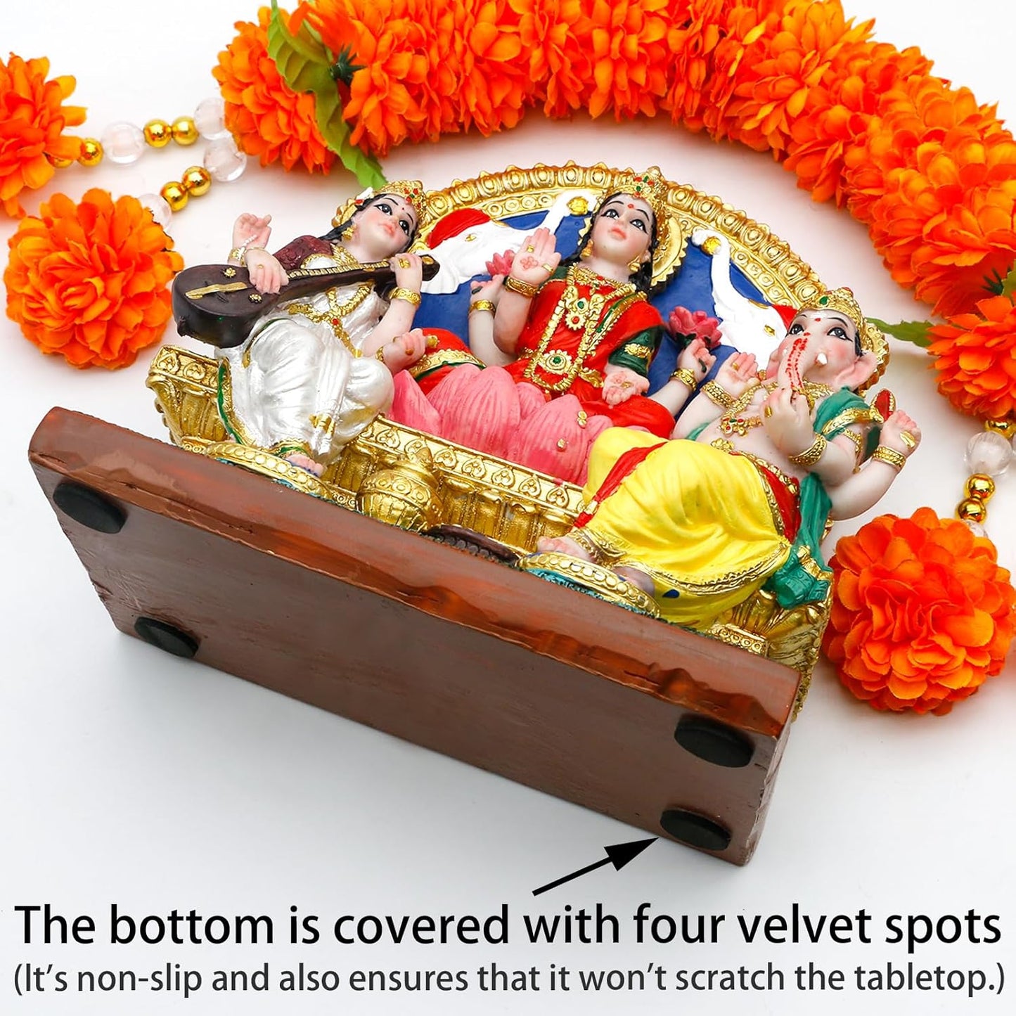 alikiki Lakshmi Ganesha Saraswati Statue 6.3”H Indian Laxmi Ganesh Idol Figure Murti Item Hindu Home Office Temple Mandir Shrine Altar Pooja Decor India Diwali Puja Gifts for Friends