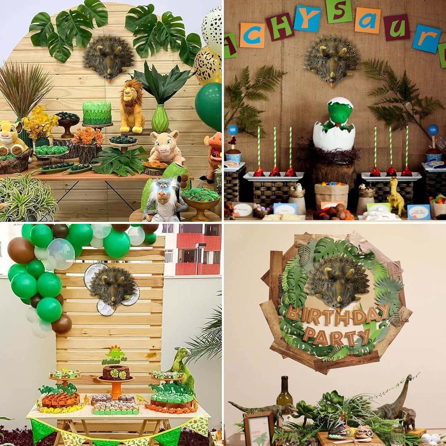 alikiki Jurassic Triceratops Head Wall Hanging - Faux Dinosaur Head Wall Mount Boys Kids Birthday Party Gaming Room Dinosaur Themed Wall Sculpture Indoor Outdoor Animal Heads Wall Taxidermy Art Decor