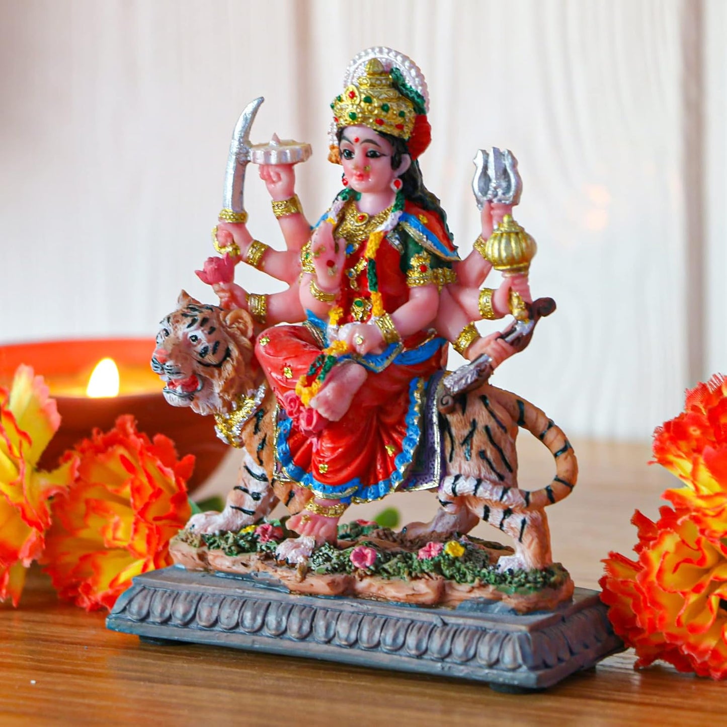 Small Maa Durga MATA Statue - 4.1” H Durga Sculpture India God Hindu Goddess Murti Hindu Pooja Item for Home Office Temple Mandir Altar Puja Diwali Gifts Diwali Decor maa durga sculpture goddess durga sculpture