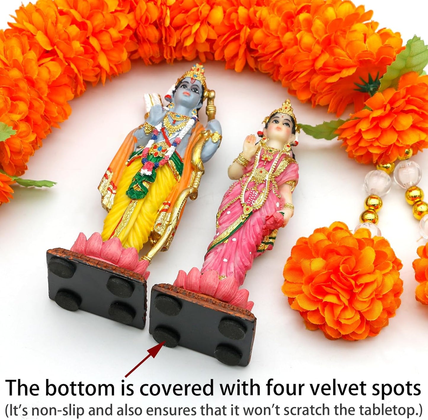 Indian Idol Radha Krishna Statue - 4.7”H Hindu God Radha Krishna Set on Lotus India Pooja Item Home Office Temple Mandir Shrine Altar Diwali Puja Spiritual Decor Ideal Wedding Gift for Indian Friend