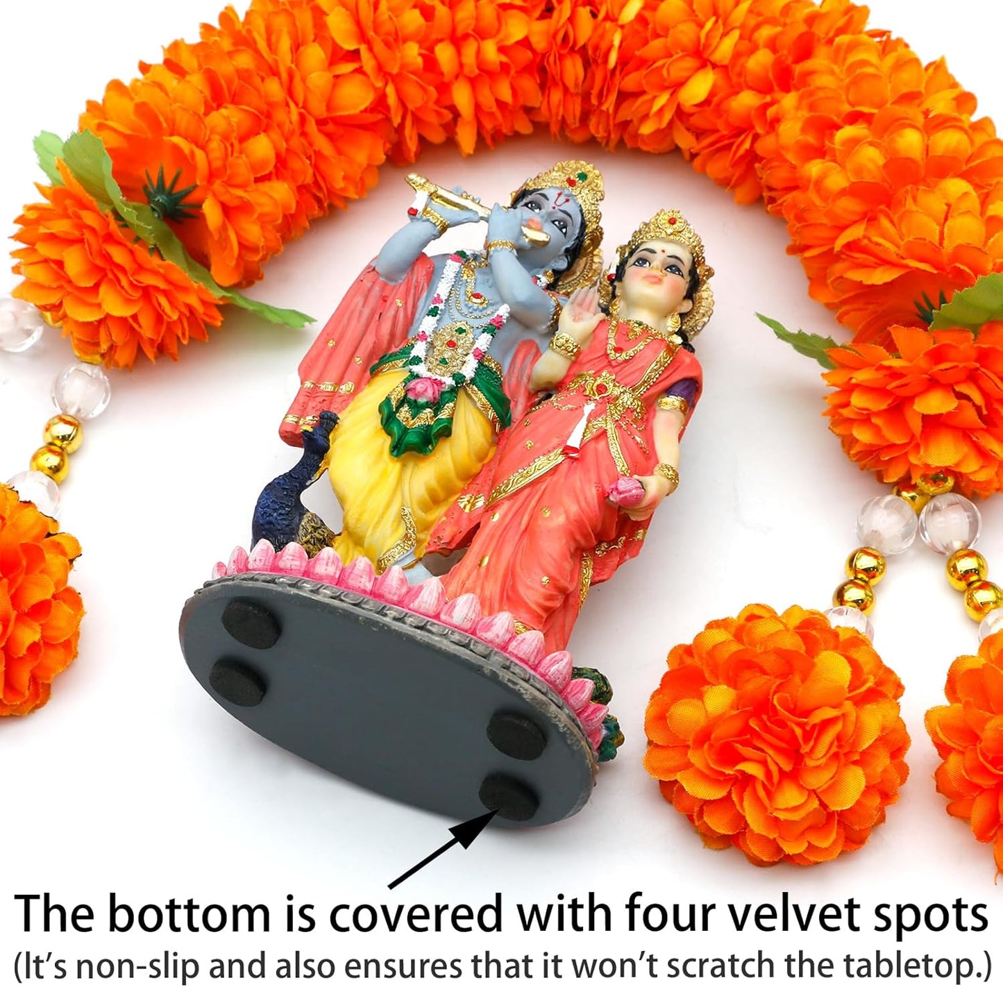 Indian Murti Radha Krishna Statue - 4.9”H Hindu God Radha Krishna on Lotus India Pooja Item Home Office Temple Mandir Shrine Altar Diwali Puja Decor Ideal Wedding Gift for Indian Friend Relative