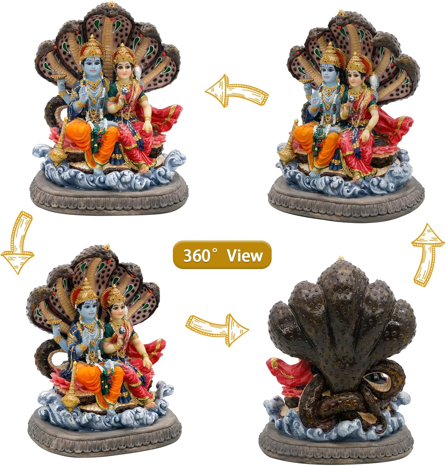 alikiki Hindu Laxmi Narayan Statue - 6.4”H Indian Idol Lakshmi Narayan Bhagwan Lord Vishnu MATA Murti Item Indian God Home Office Temple Mandir Shrine Altar Pooja Decor India Diwali Puja Gifts