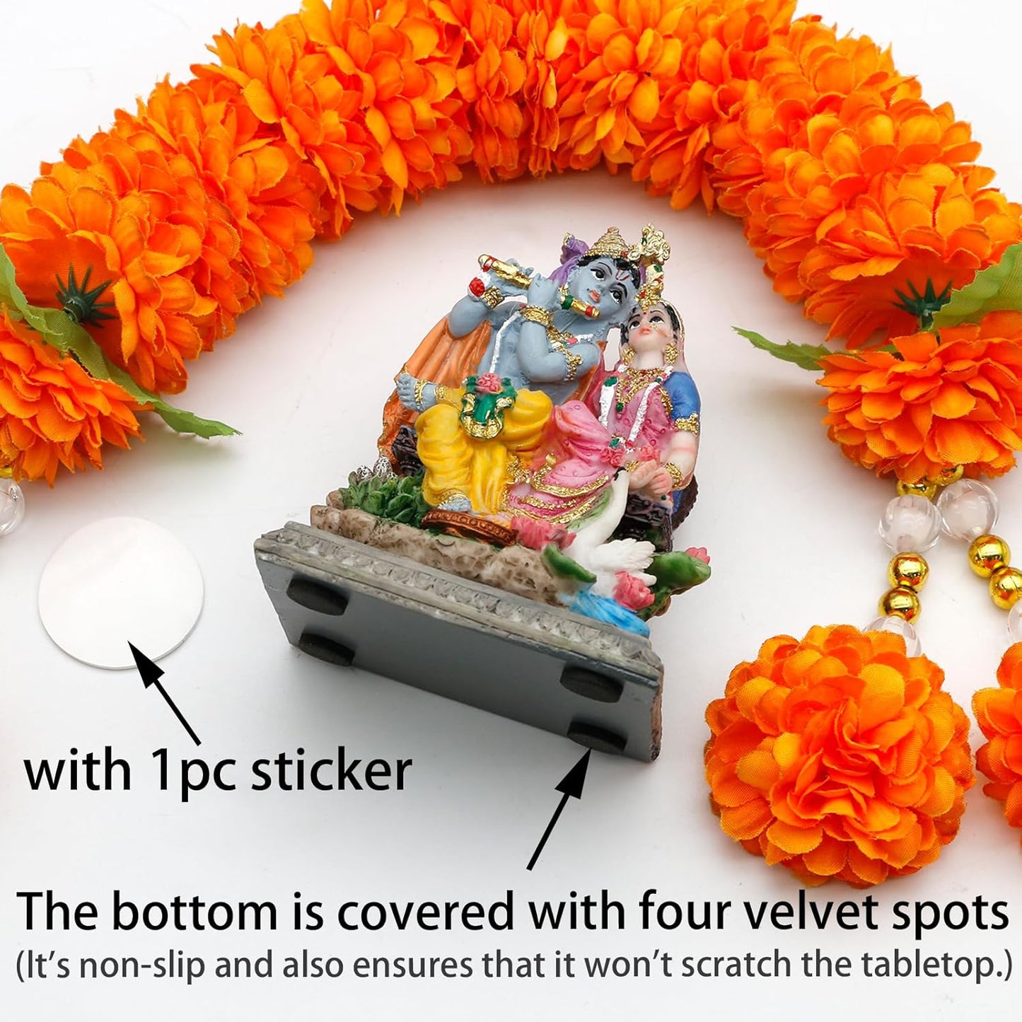 alikiki Hindu Radha Krishna Statue - 3.5”H Indian God Krishna Idol for Car Decor Murti Item Home Office Temple Mandir Shrine Altar Pooja Decor India Wedding Diwali Puja Gifts for Friends Relative