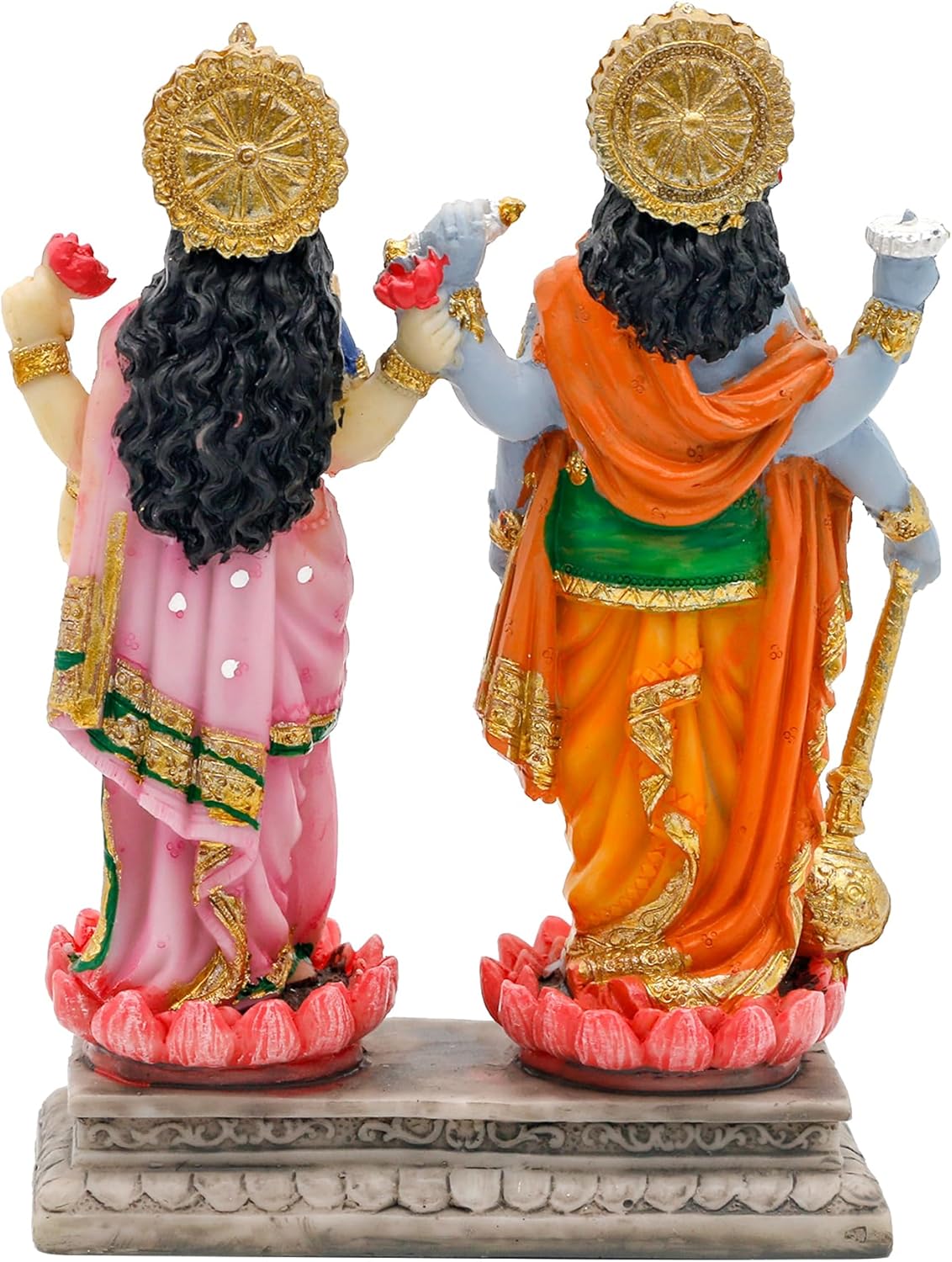 alikiki Vishnu Lakshmi Narayana Statue – 4.7 Inch Lord Vishnu W/Laxmi MATA Indian Diwali Pooja Item Murti Gifts for Indian Couple Friend Family Home Office Mandir Temple Puja Decor