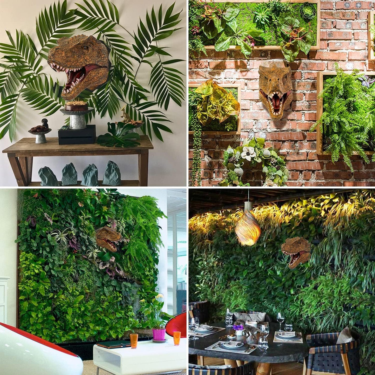 Dinosaur Head Wall Mount - Dinosaur World Small T-Rex Head Wall Hanging Boys Kids Birthday Party Gaming Room Taxidermy Dinosaur Themed Wall Sculpture Indoor Outdoor Animal Heads Wall Art Decor