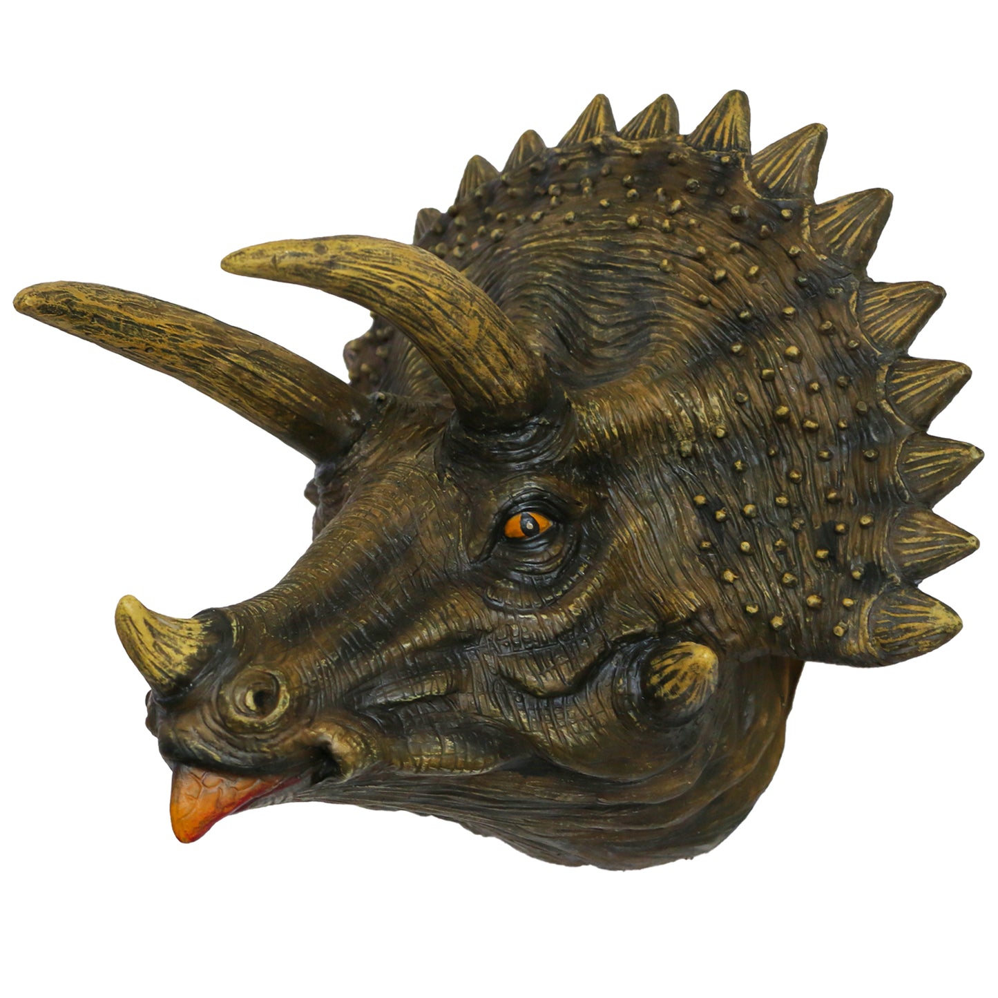 alikiki Jurassic Triceratops Head Wall Hanging - Faux Dinosaur Head Wall Mount Boys Kids Birthday Party Gaming Room Dinosaur Themed Wall Sculpture Indoor Outdoor Animal Heads Wall Taxidermy Art Decor